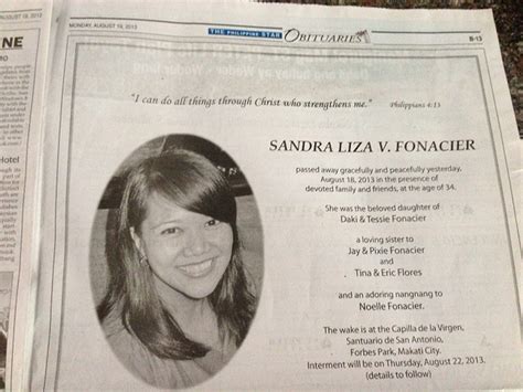 philippine star obituary section|Philippines Deaths and Burials .